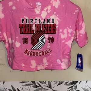 NBA Kids Pink Portland Trail Blazers cropped T-Shirt